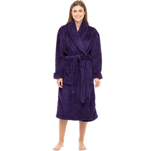 Warm Long Hair Shaggy Bathrobe Alexander Del Rossa Womens Plush Fleece Robe